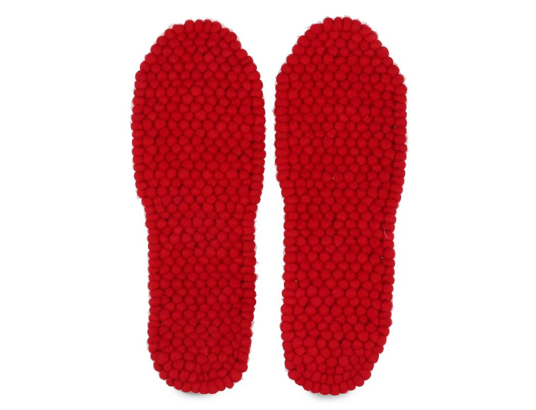 WoolFit FeelGood red wool felt-ball footbeds, paired top view