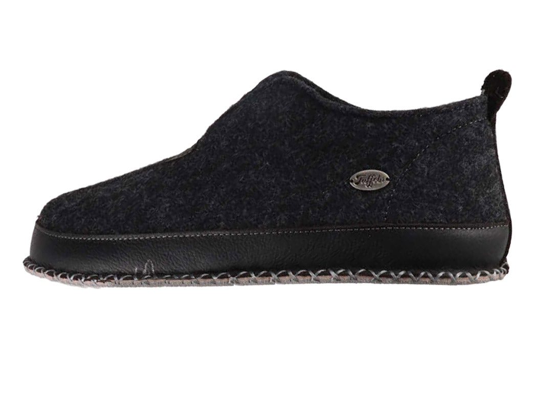 Tuffeln Urig dark and light gray wool slippers, inner side profile