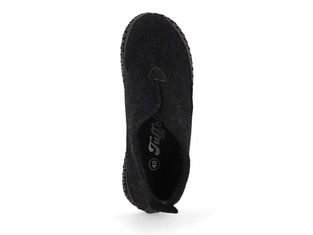 Tuffeln Urig dark and light gray wool slippers, top view