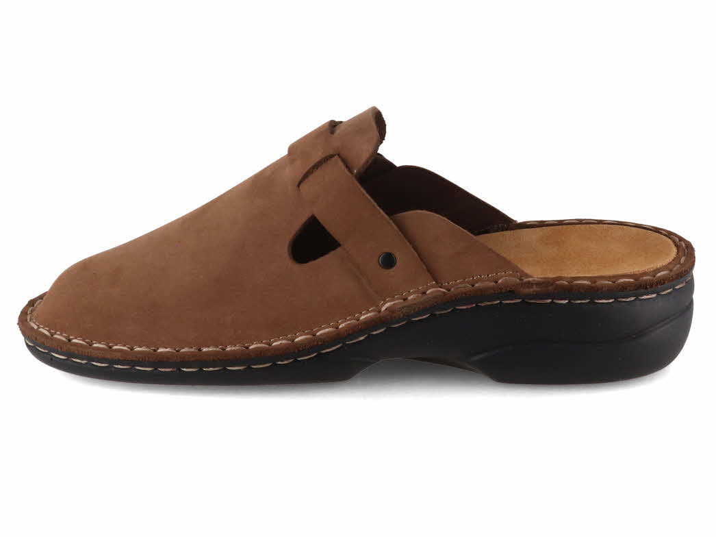 Tuffeln Galant brown leather clog, inner side profile