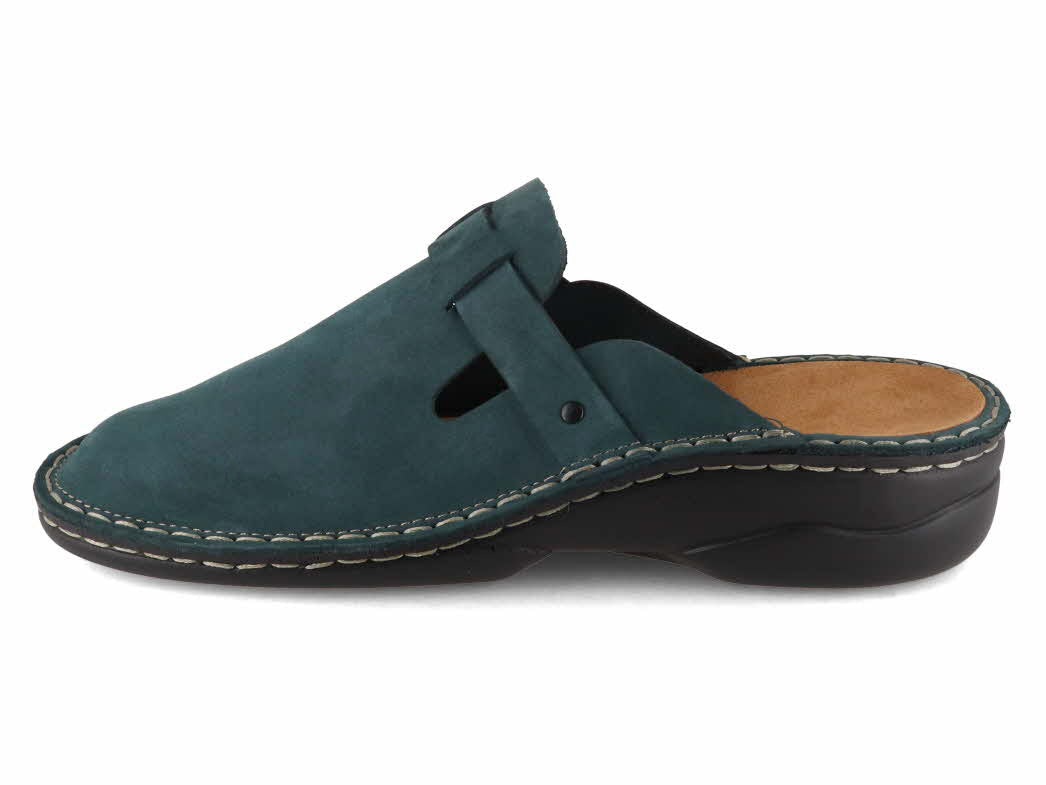Tuffeln Galant blue leather clog, inner side profile