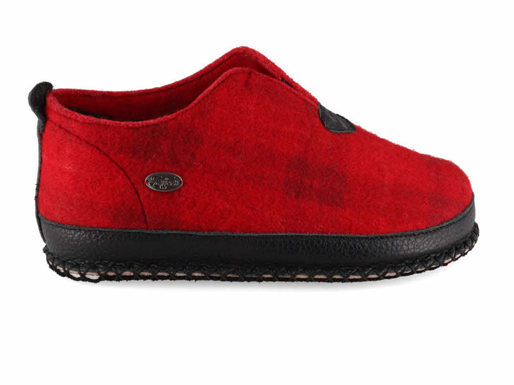 Tuffeln Urig red women's slipper, outer side profile