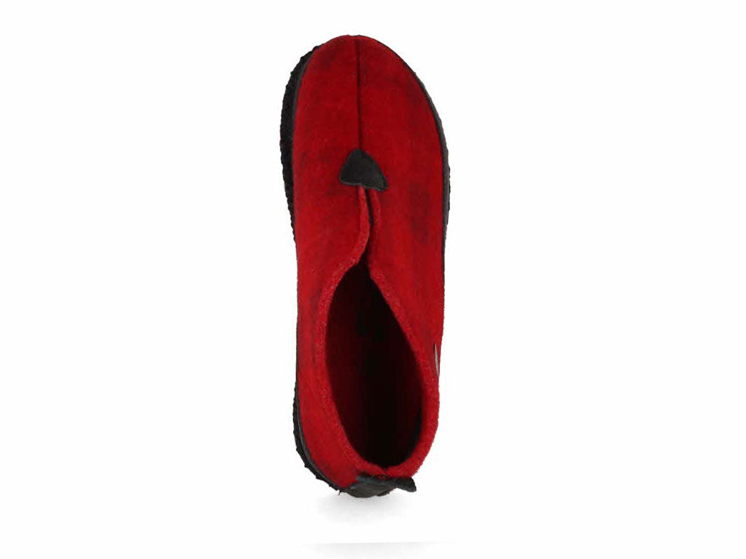 Tuffeln Urig red women's slipper, top view