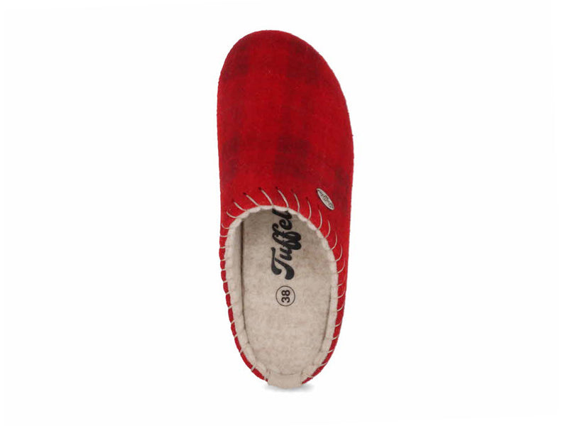 1 Tuffeln-Women-Felt-Slippers-with-Arch-Support-Auszeit-red-checkered
