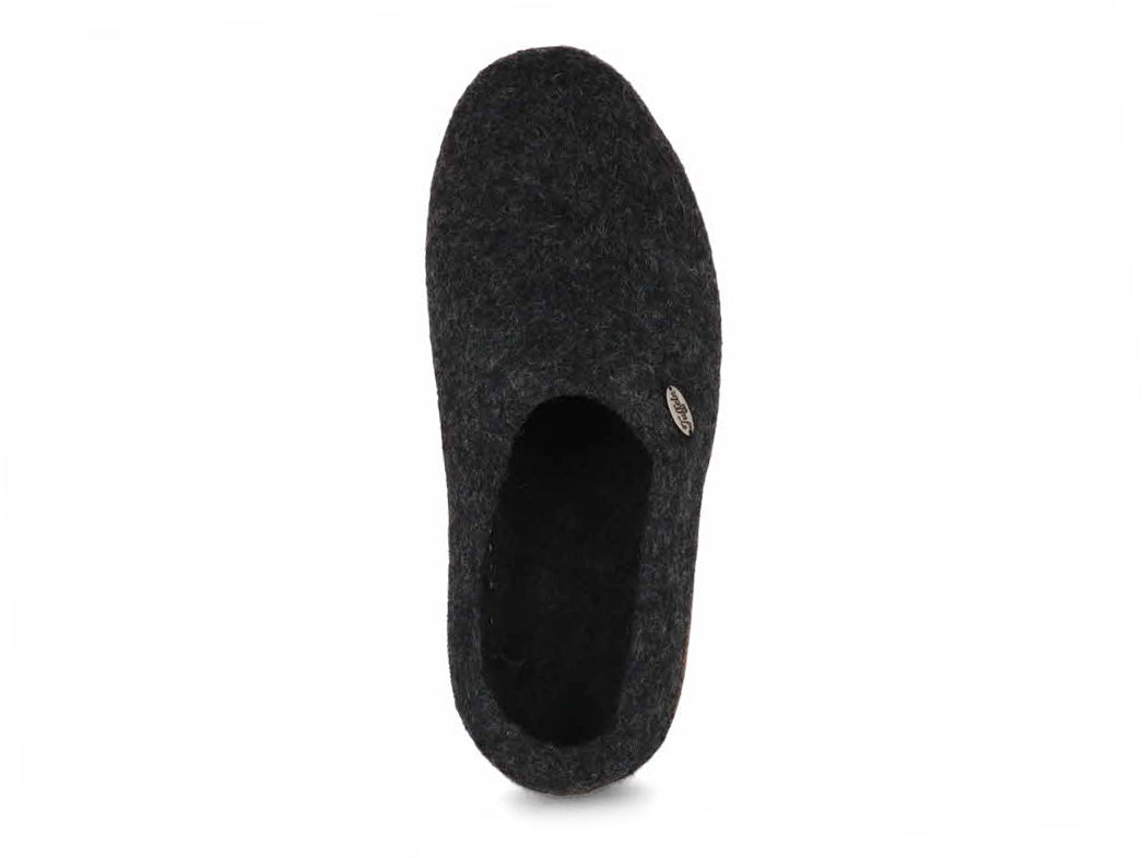 Tuffeln Pantuffel graphite slipper, top view