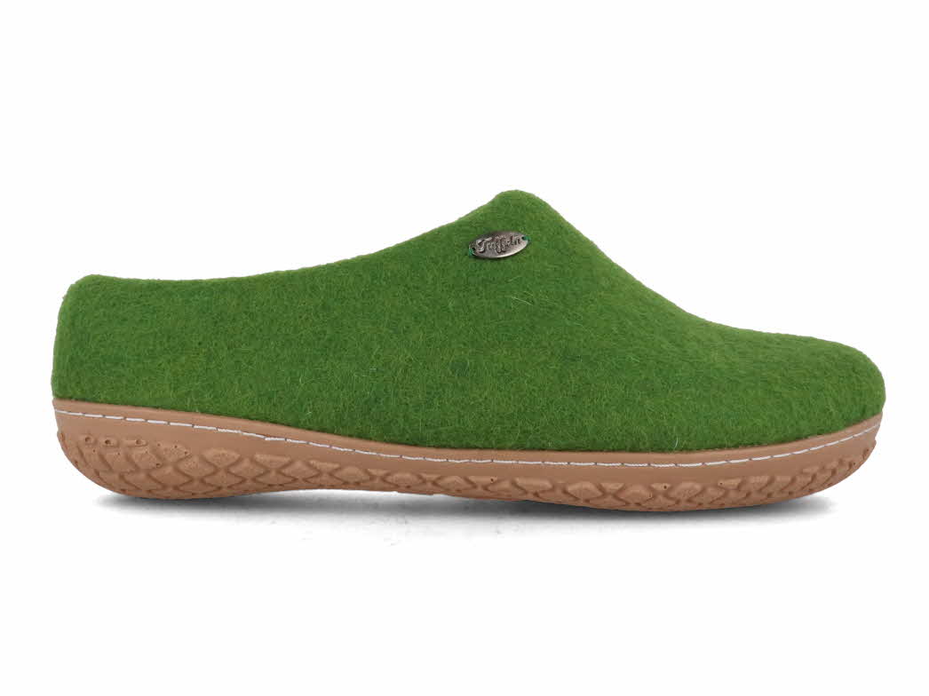 Tuffeln Pantuffel green wool felt slippers, outer side profile