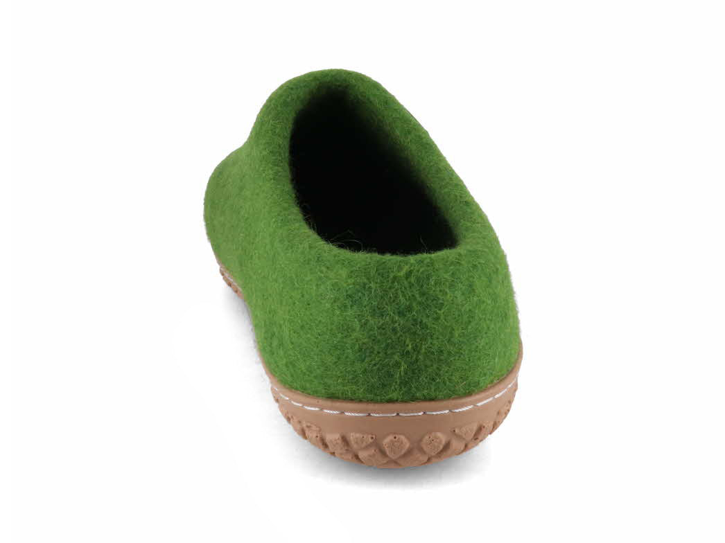 Tuffeln Pantuffel green wool felt slippers, rear view