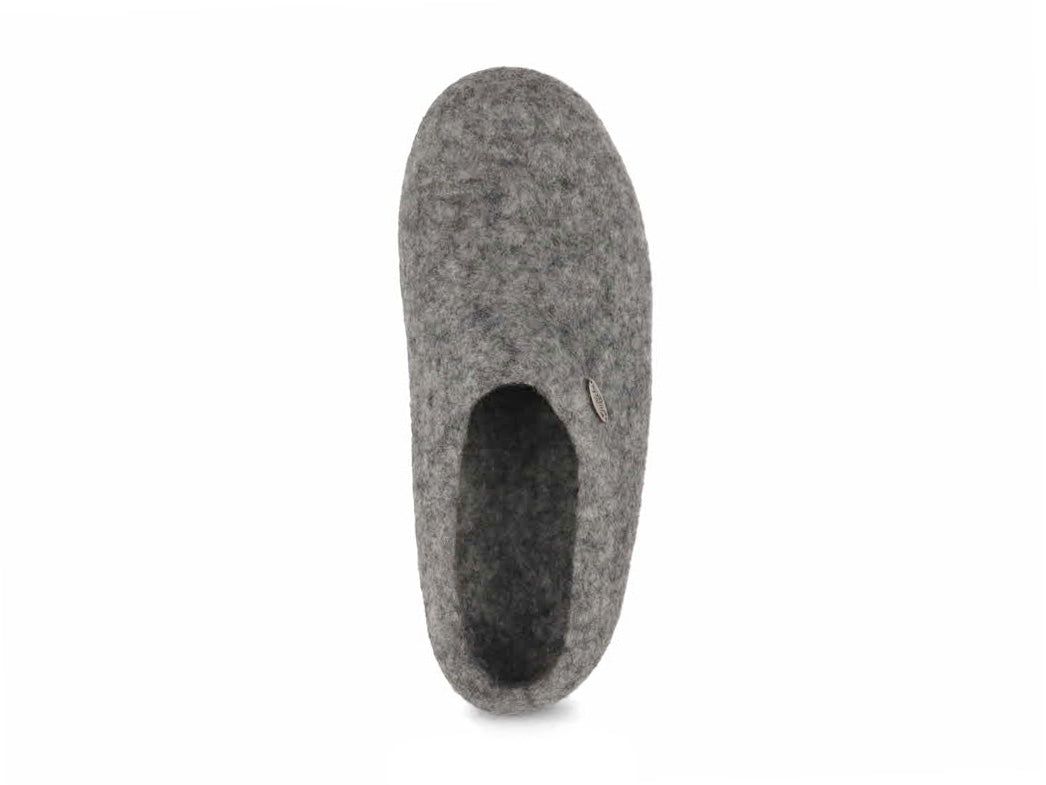 Tuffeln Pantuffel light gray wool felt slippers, top view