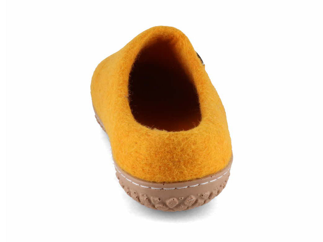 Tuffeln Pantuffel orange wool felt slippers, rear view