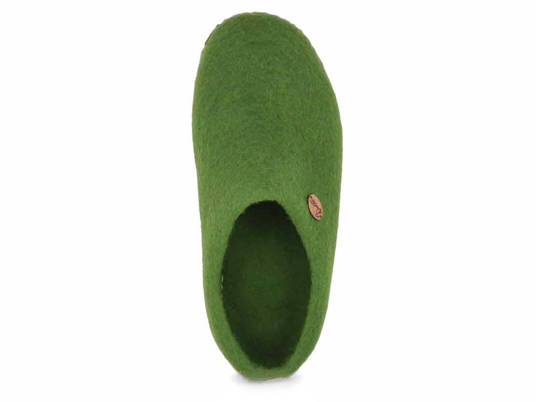 Woolfit Felt Slippers Footprint Green, footwear, tread and outsole
